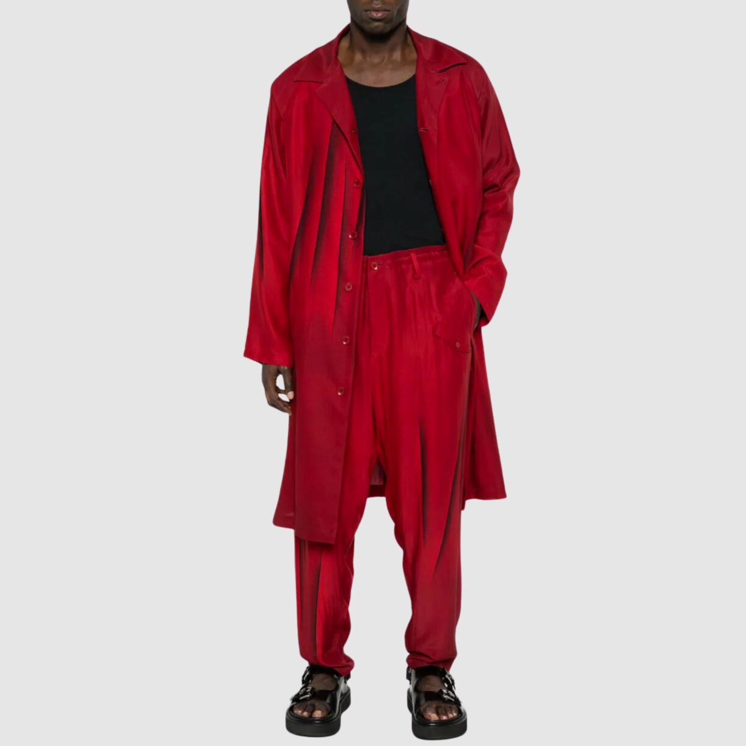 Yohji Yamamoto Abstract-Print Silk Trousers