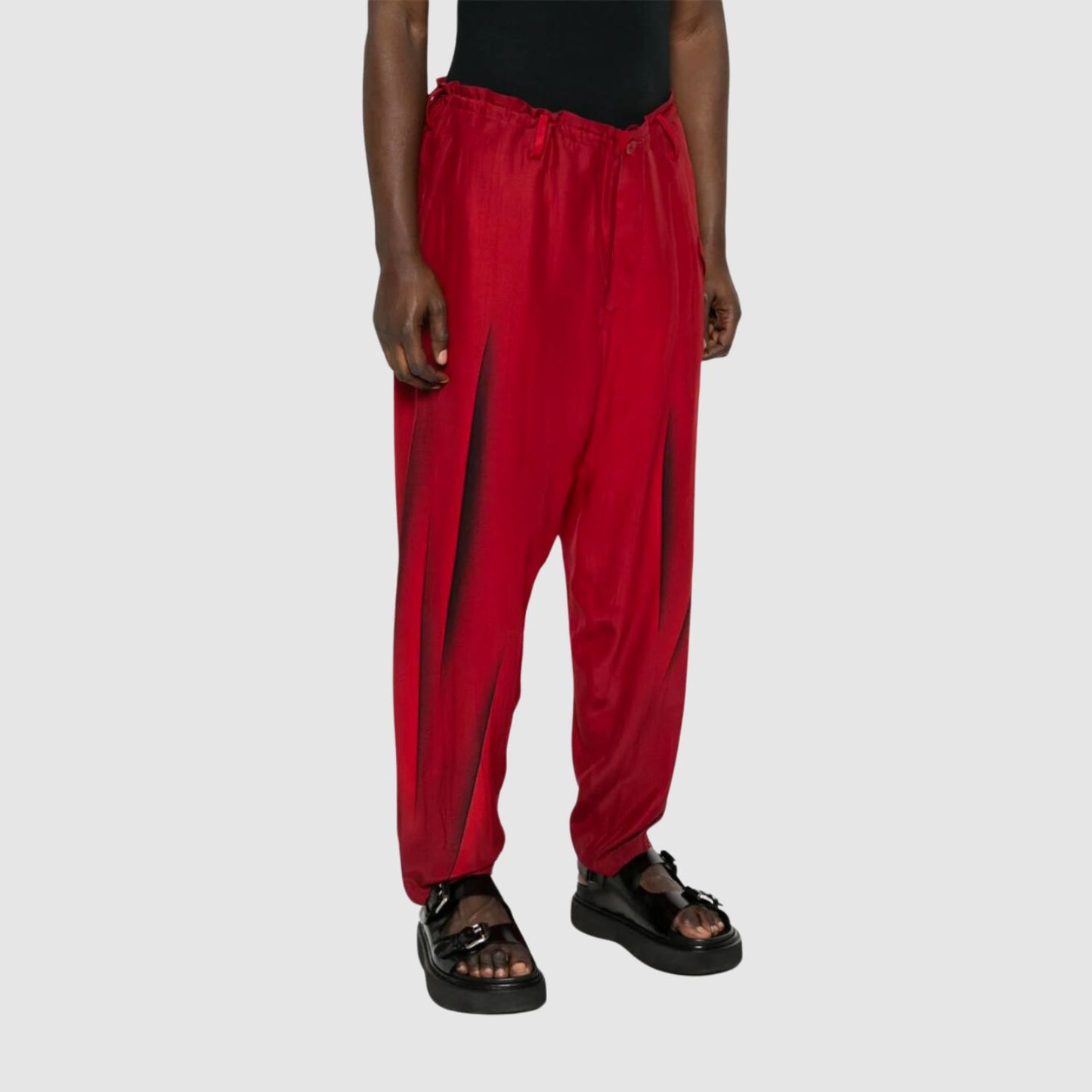 Yohji Yamamoto Abstract-Print Silk Trousers