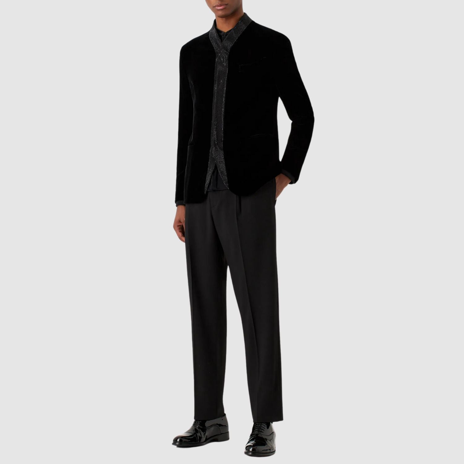 Giorgio Armani Single-Breasted Jacket in Stretch Velvet_GIOM235004