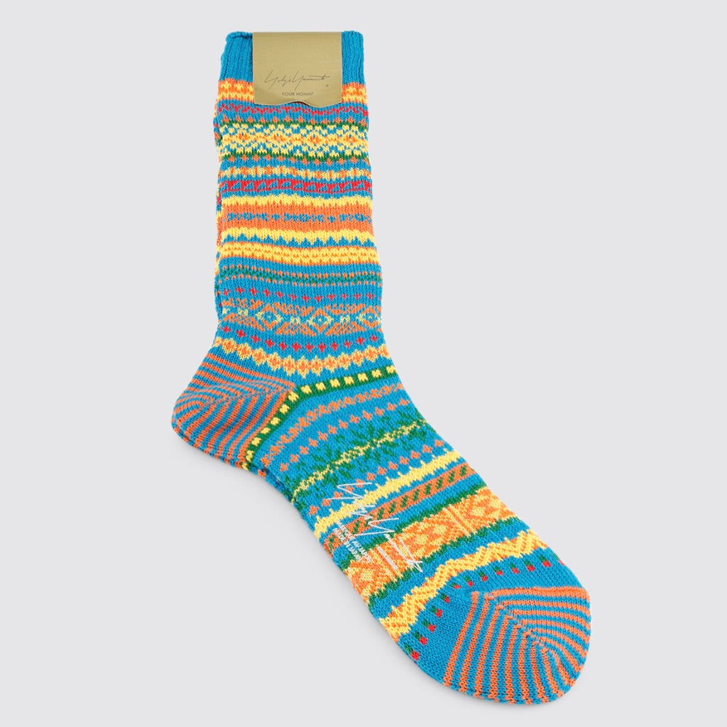 Yohji Yamamoto Blue Intarsia Fairisle Socks