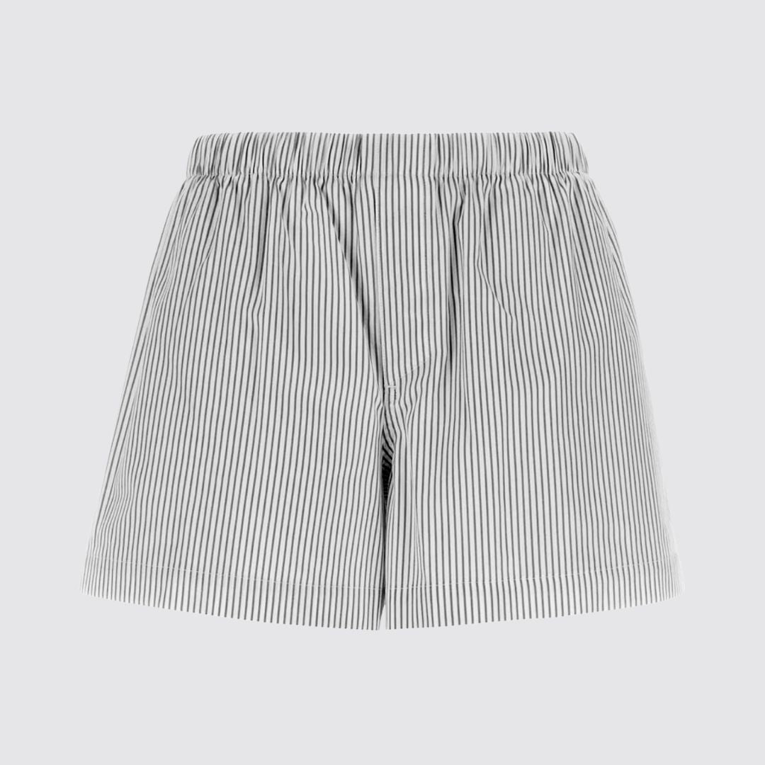Striped Cotton Shorts Front View