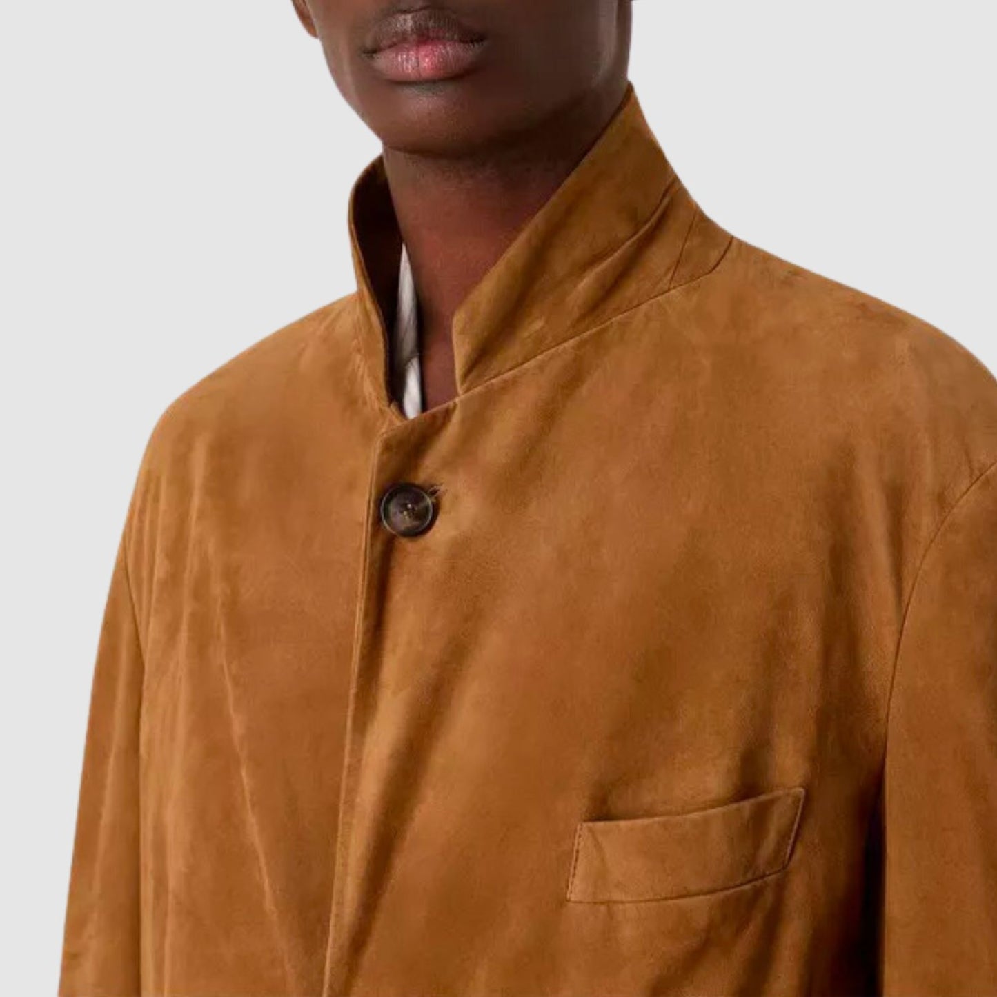 Giorgio Armani Single-Breasted Suede Jacket_GIOM243002