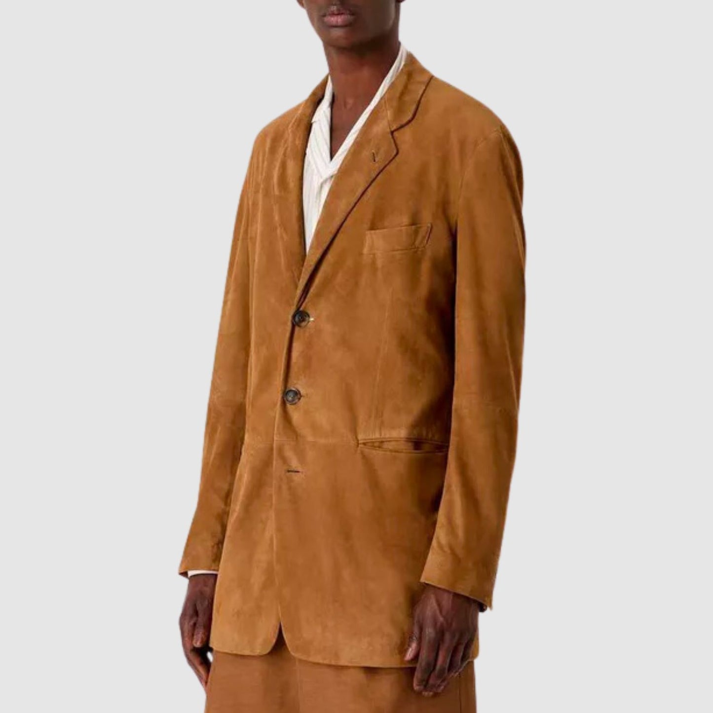 Giorgio Armani Single-Breasted Suede Jacket_GIOM243002
