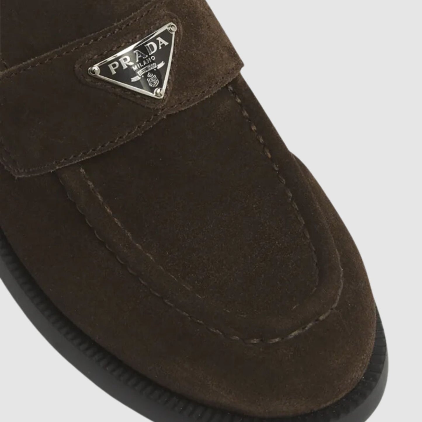 Prada Suede Logo Slip-On Loafers