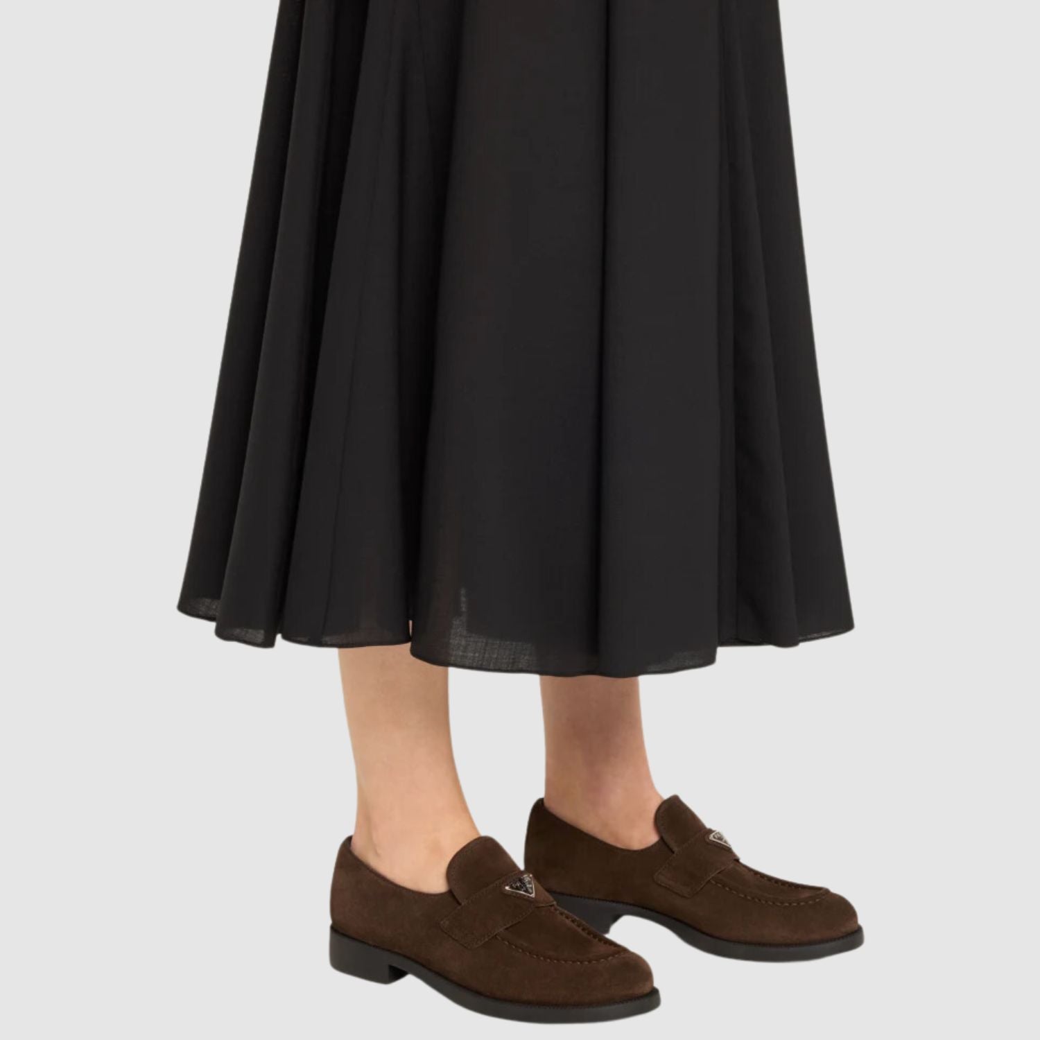 Prada Suede Logo Slip-On Loafers