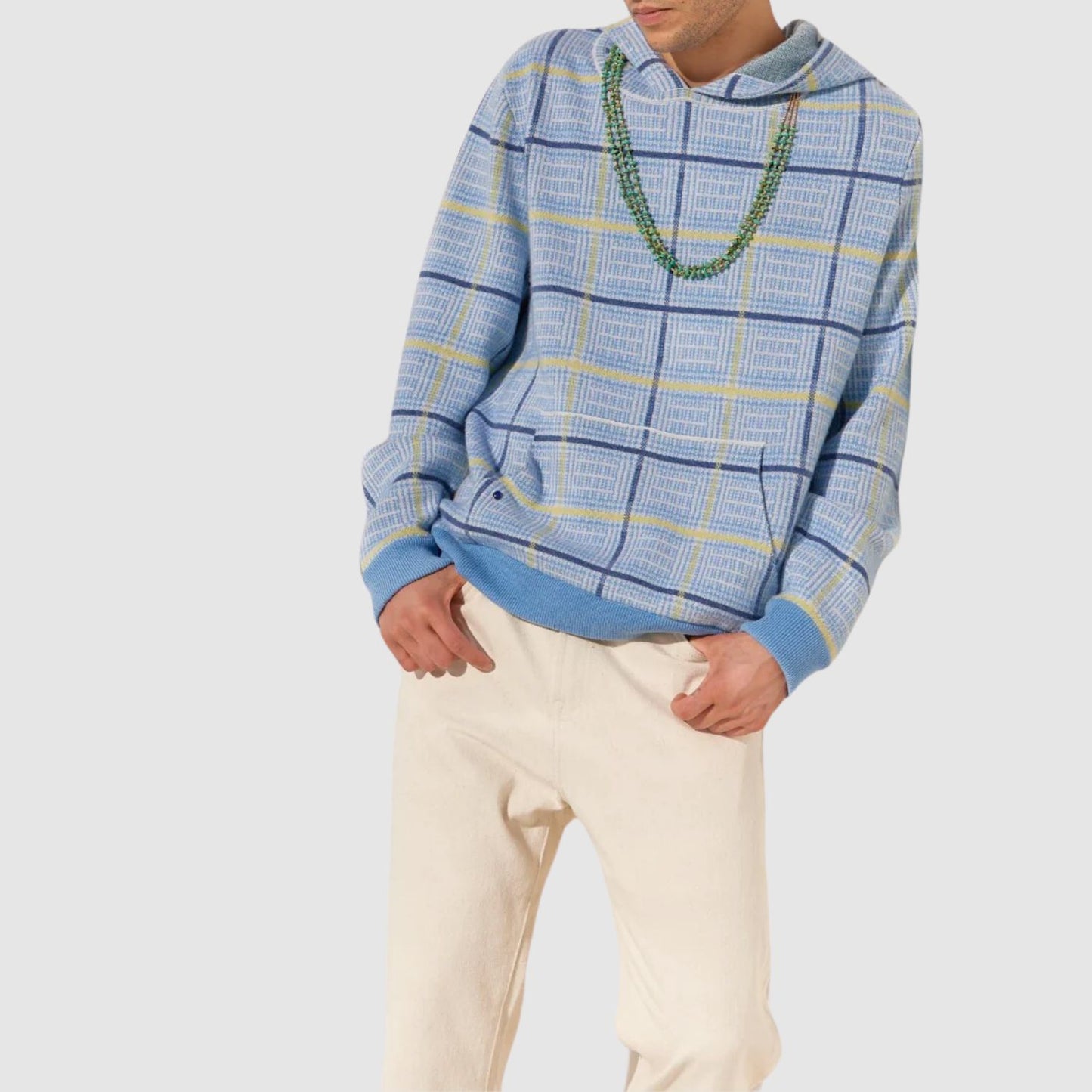 God's True Cashmere Rain Tartan Knit Cashmere Hoodie
