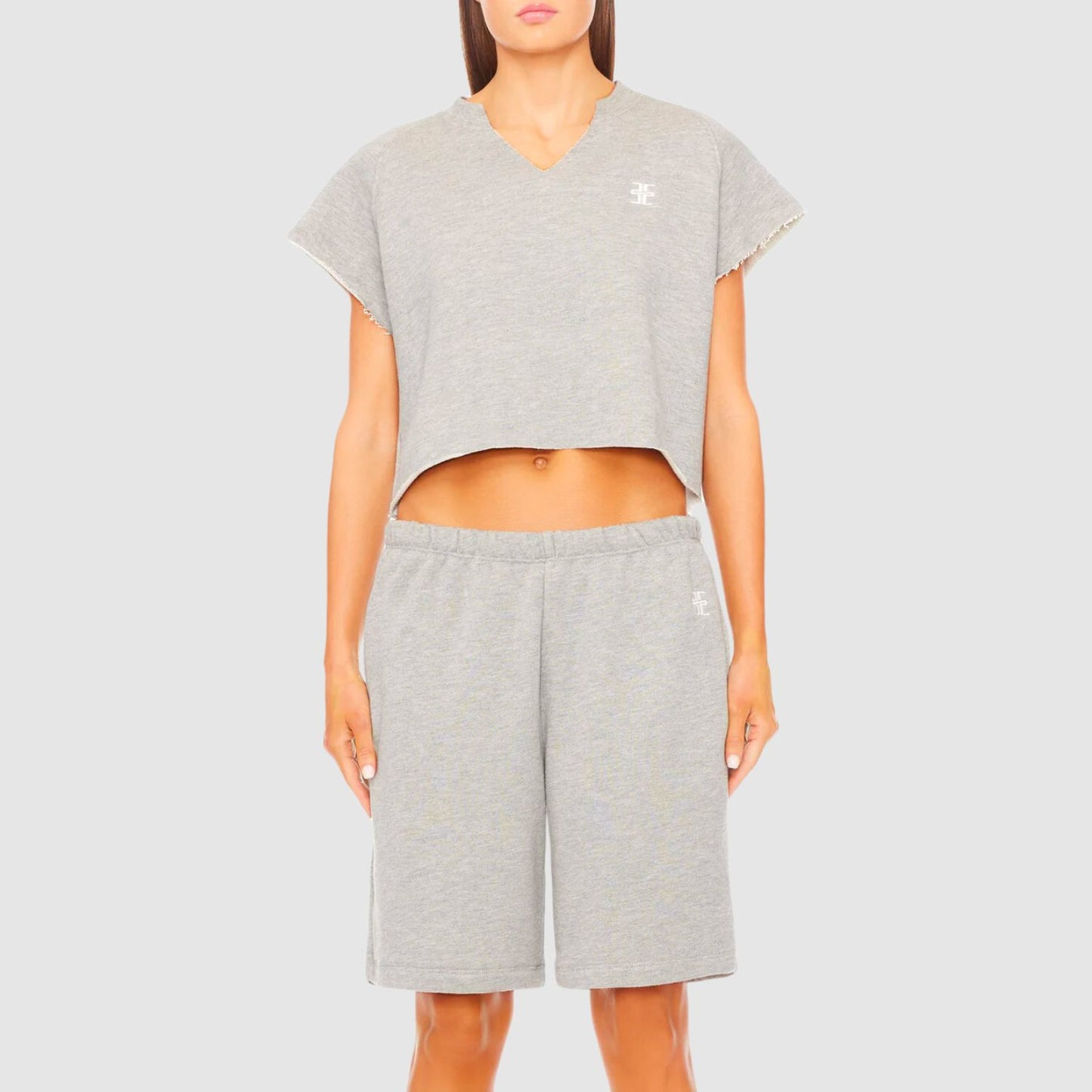 ETERNE Terry Boyfriend Short in Heather Grey