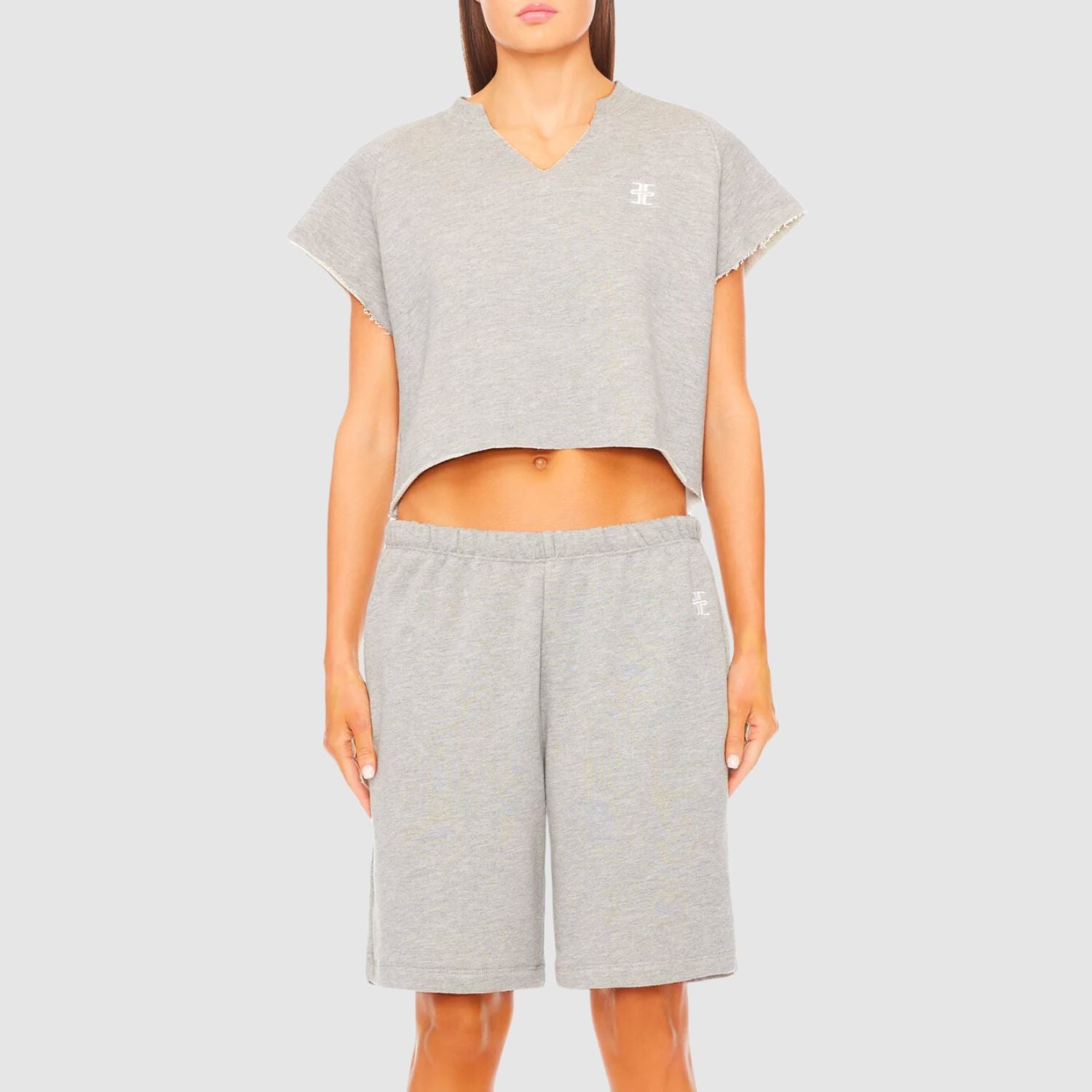 ETERNE Terry Boyfriend Short in Heather Grey