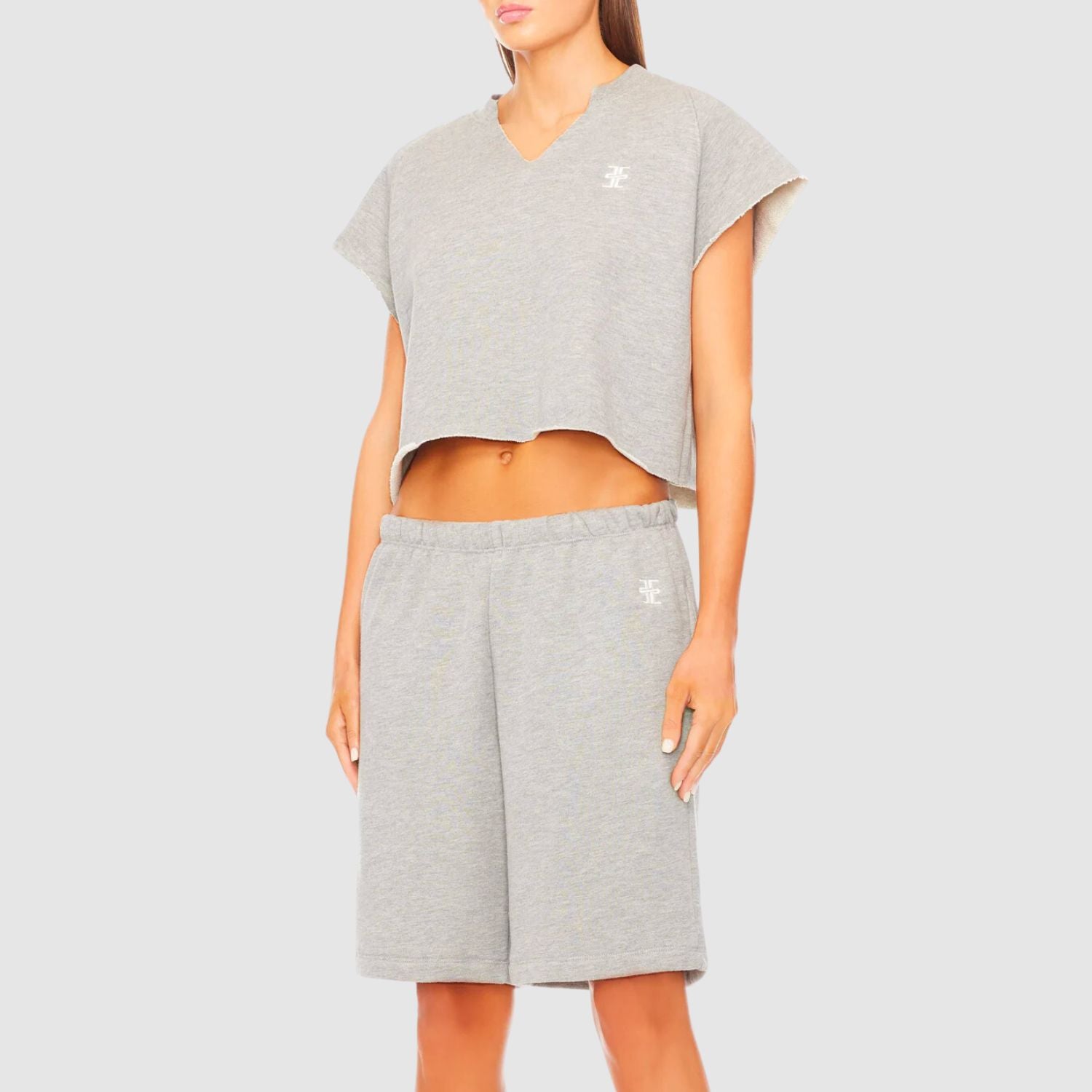 ETERNE Terry Boyfriend Short in Heather Grey