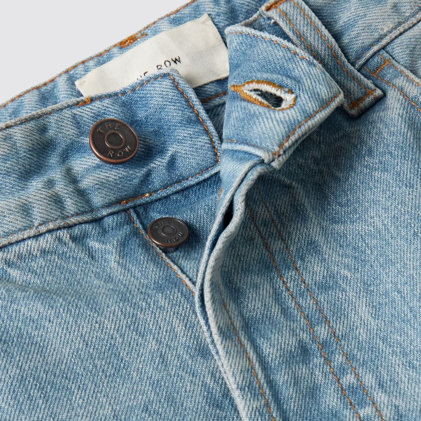 The Row Carlisle Straight-Leg Jean Close Up Button View