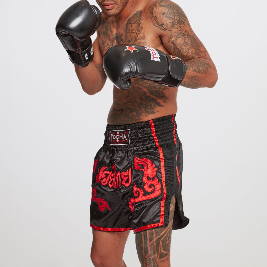 Tocha Fight Gear - Black Muay Thai Shorts View 4