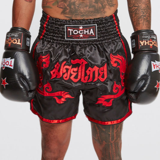 Tocha Fight Gear - Black Muay Thai Shorts View 1