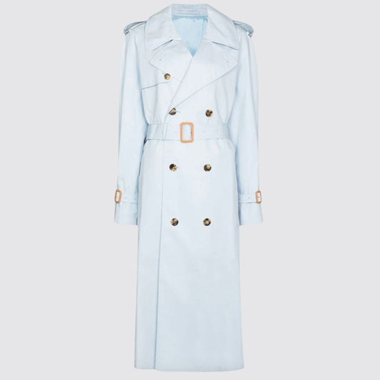 Trench Coat in Light Blue Front View