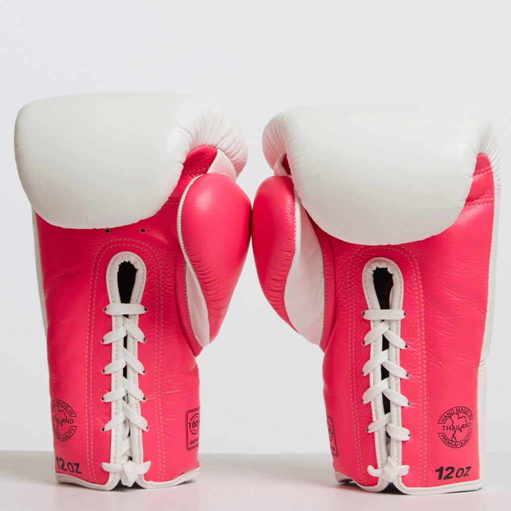 Tocha Fight Gear - Pink Lace Up Muay Thai Gloves