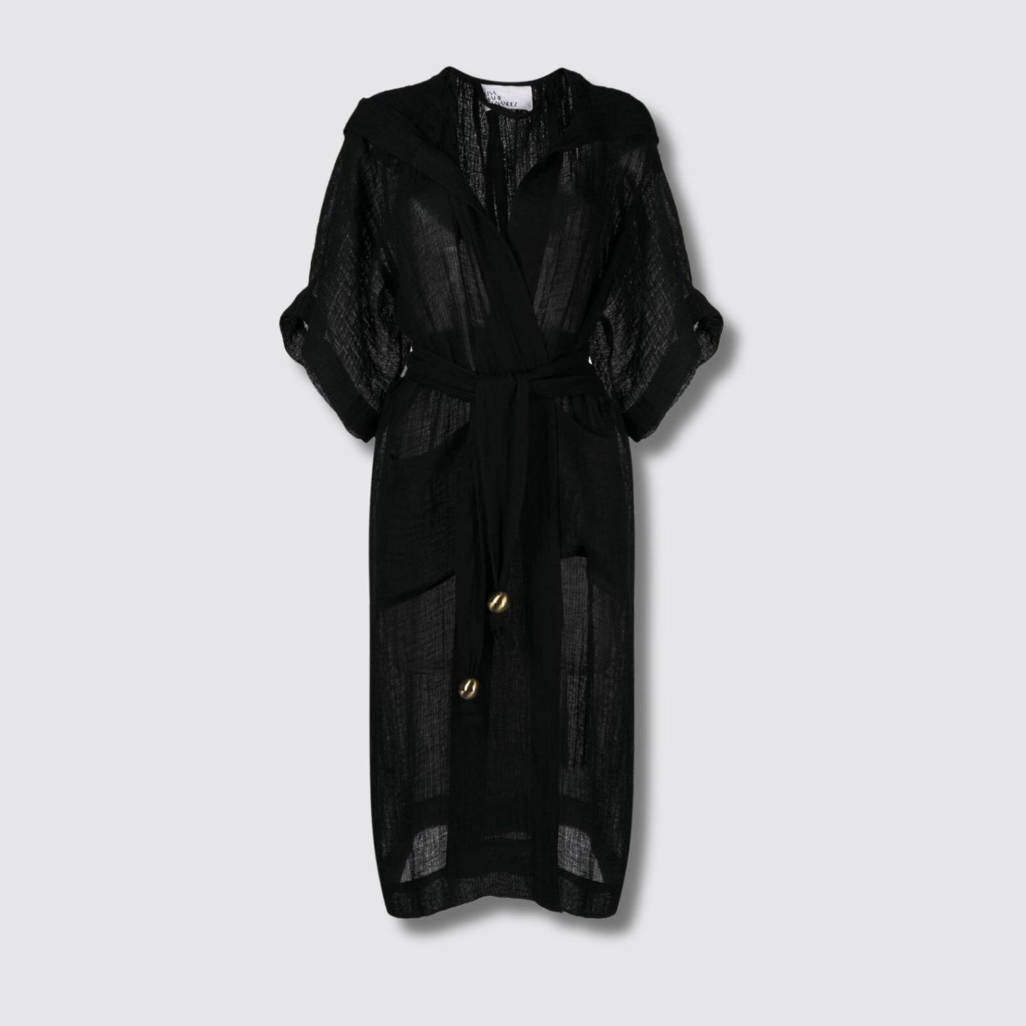 Hooded Dressing Gown in Black