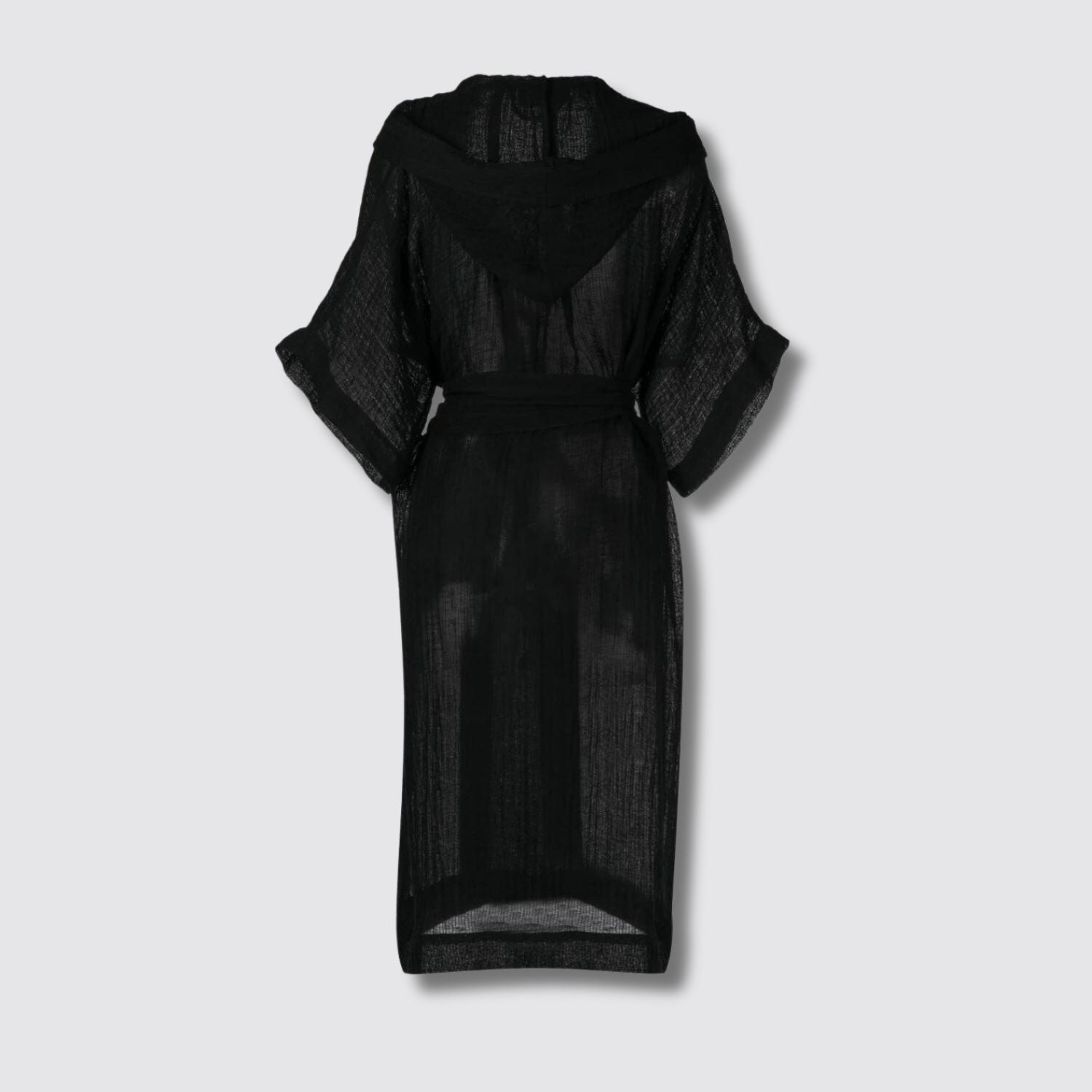 Lisa Marie Fernandez | Hooded Dressing Gown in Black - Back View