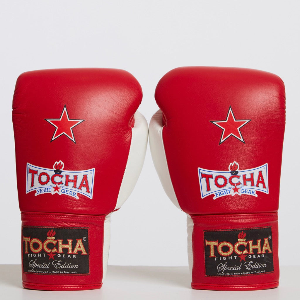 Tocha Fight Gear - Red Lace Up Muay Thai Gloves