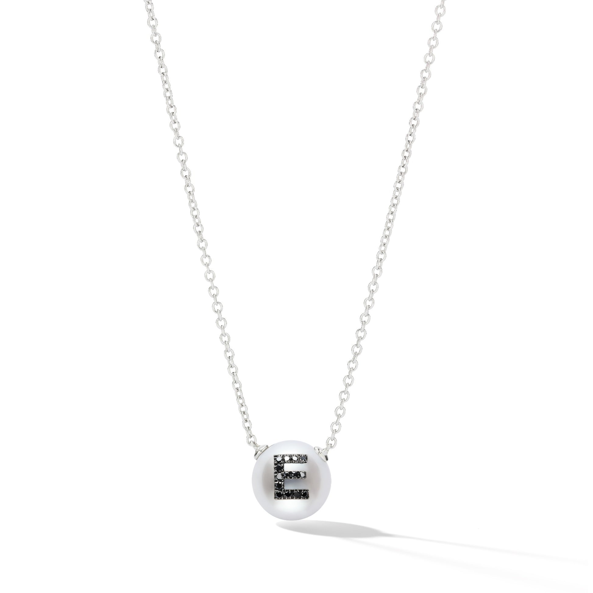 Wilfredo Rosado Letter E Pearl Charm Necklace