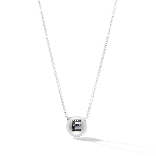 Wilfredo Rosado Letter E Pearl Charm Necklace