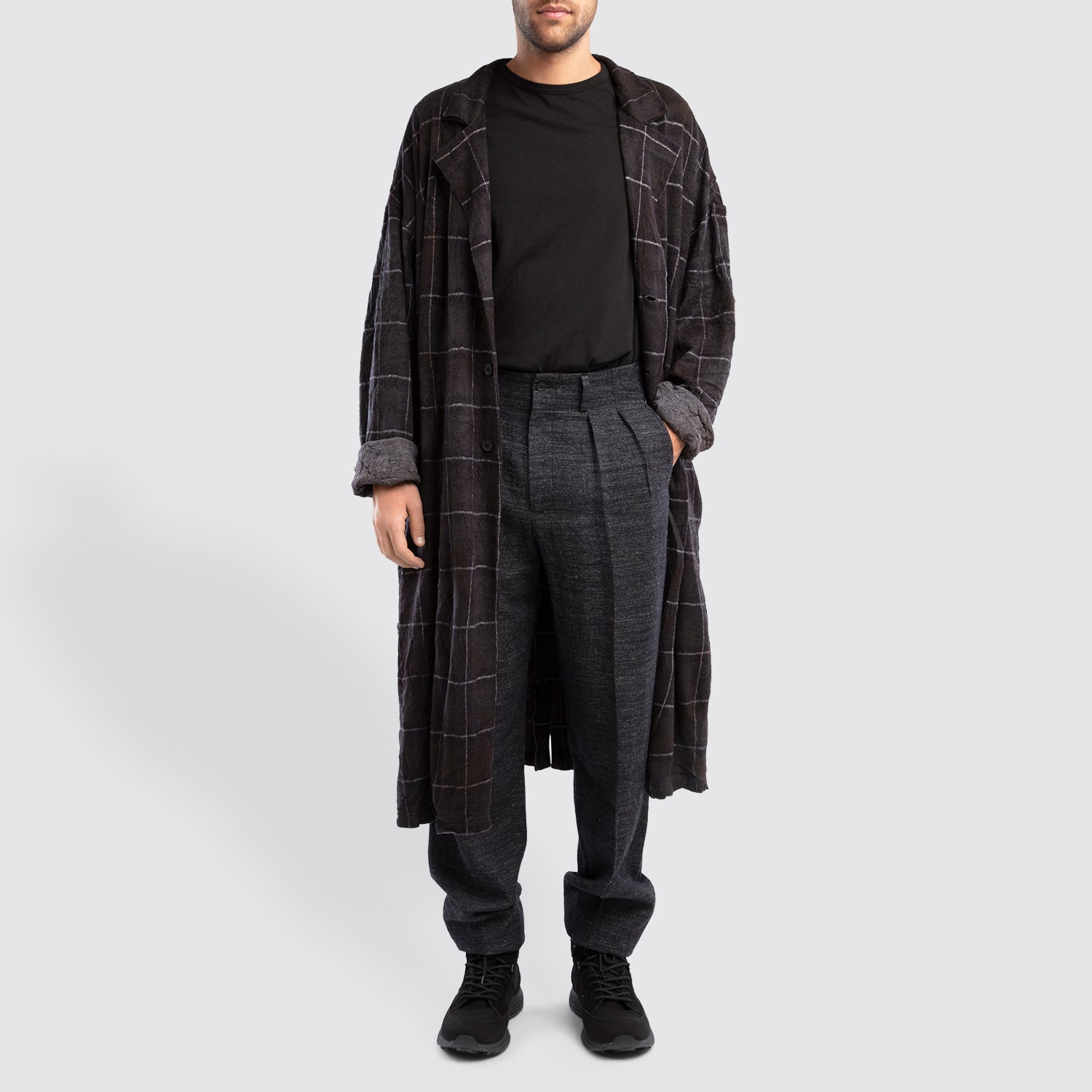 Yohji Yamamoto Black Crewneck T Shirt Style Shot