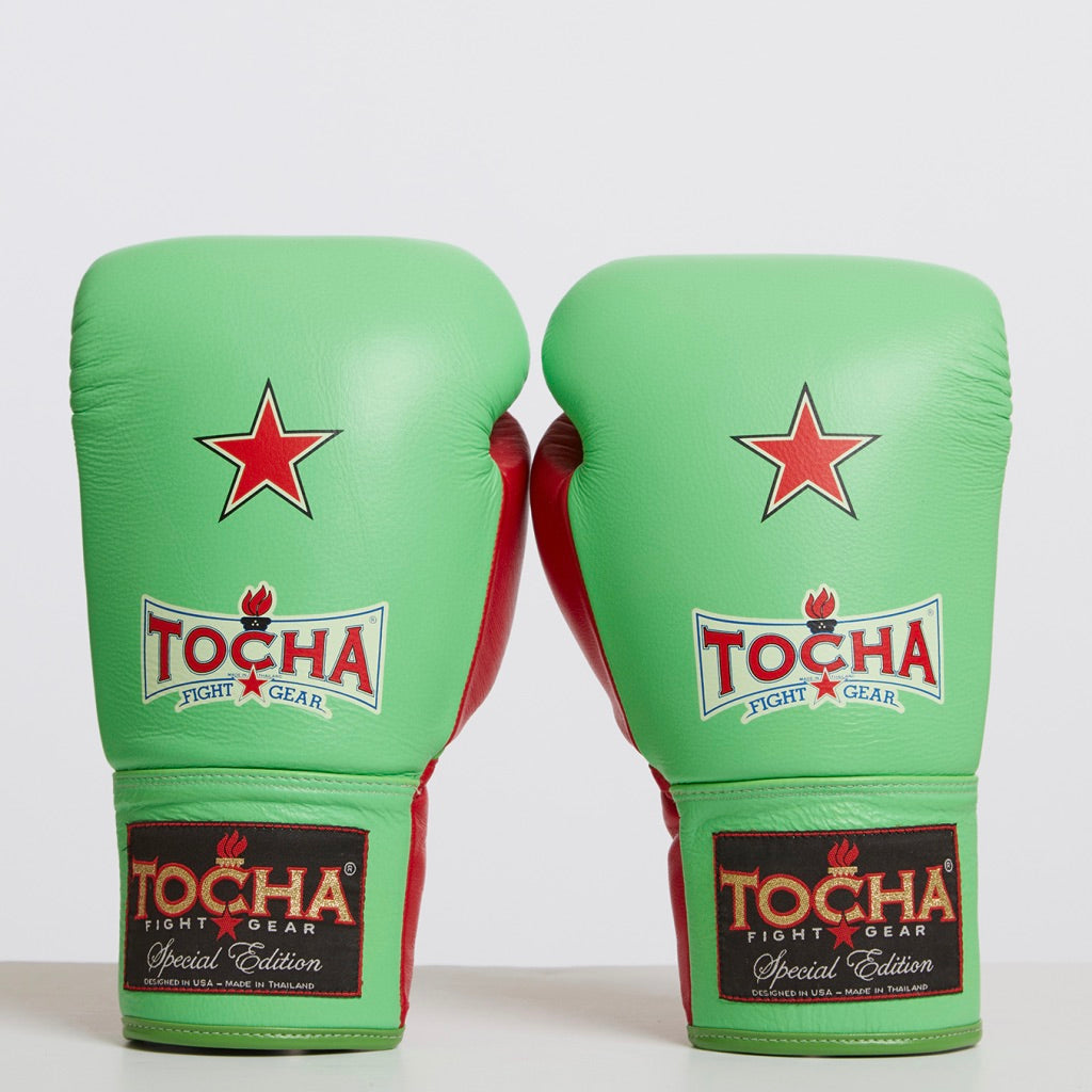 Tocha Fight Gear - Green Lace Up Muay Thai Gloves