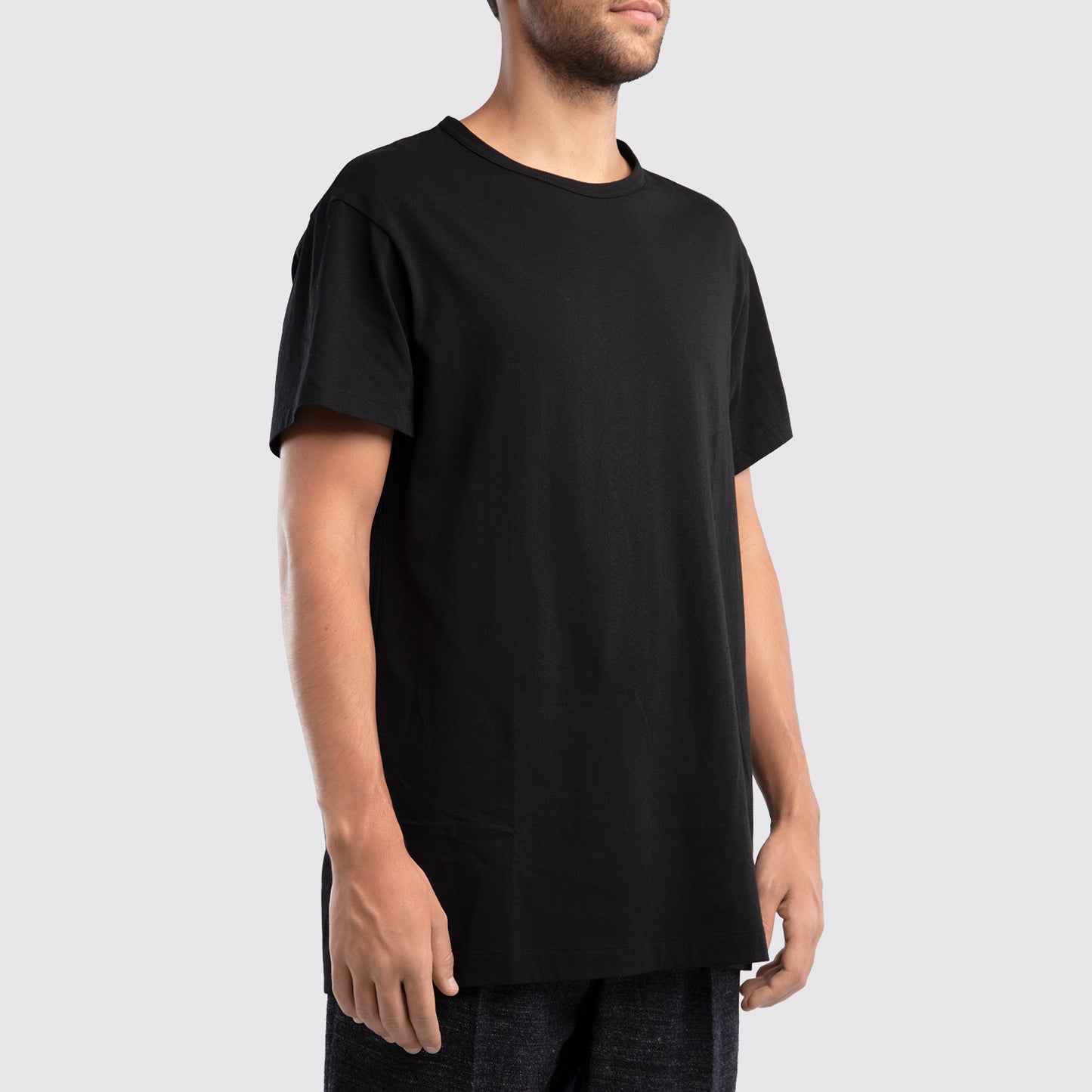 Yohji Yamamoto Black Crewneck T Shirt Front View