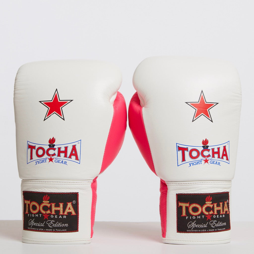 Tocha Fight Gear - Pink Lace Up Muay Thai Gloves