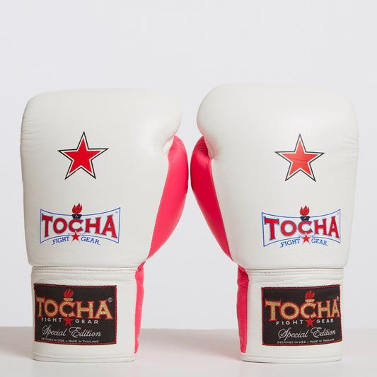 Tocha Fight Gear - Pink Lace Up Muay Thai Gloves